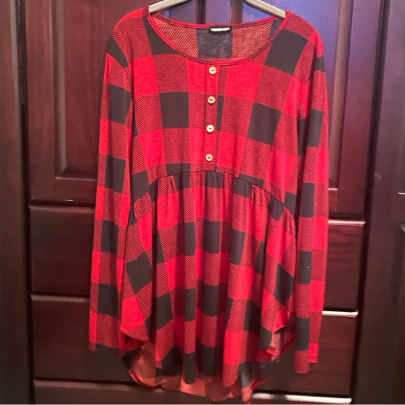 Red Buffalo Plaid Tunic Top - Picture 3 of 7